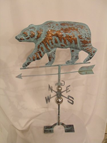 LARGE Handcrafted 3D 3- Dimensional BEAR Weathervane Copper Patina Finish