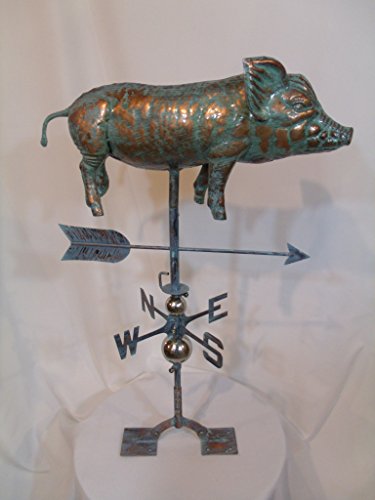 LARGE Handcrafted 3D 3- Dimensional Full Body Pig Weathervane Copper Patina Finish
