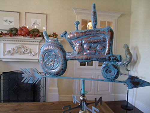 LARGE Handcrafted 3D 3- Dimensional TRACTOR Weathervane Copper Patina Finish