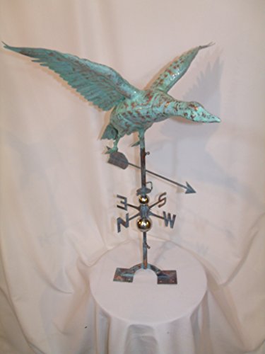Large Handcrafted 3d 3- Dimensional Flying Goose Weathervane Copper Patina Finish