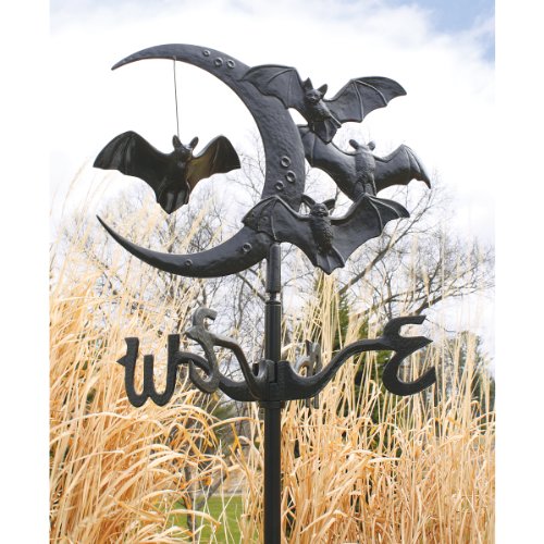 Design Toscano Crescent moon Vampire Bats Metal Weathervane Garden Stake Shown