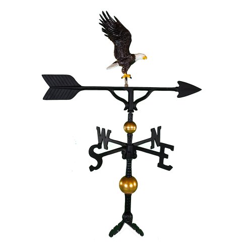 Montague Metal Products 32-inch Deluxe Weathervane With Color Full Bodied Eagle Ornament