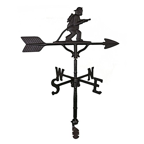 Montague Metal Products 32-inch Weathervane With Satin Black Fireman Ornament