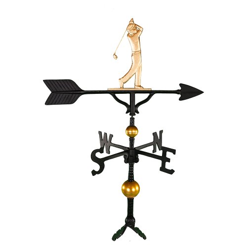 Montague Metal Products 32-Inch Deluxe Weathervane with Gold Golfer Ornament