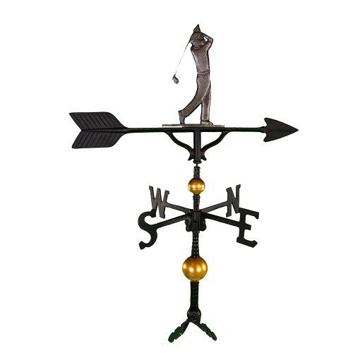 Montague Metal Products 32-Inch Deluxe Weathervane with Swedish Iron Golfer Ornament