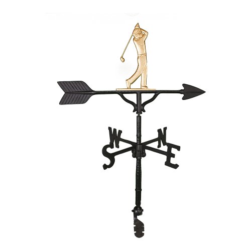 Montague Metal Products 32-Inch Weathervane with Gold Golfer Ornament