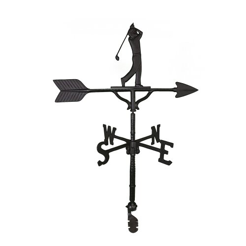 Montague Metal Products 32-Inch Weathervane with Satin Black Golfer Ornament