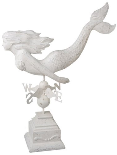 Midwest-cbk Resin And Metal Mermaid Decorative Weathervane White