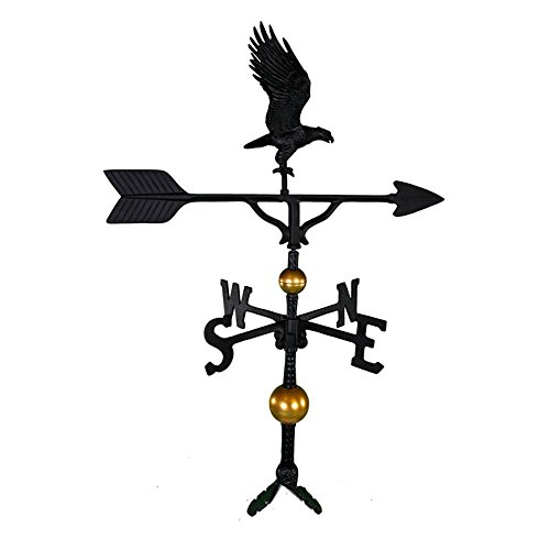 Montague Metal Products 32-inch Deluxe Weathervane With Black Full Bodied Eagle Ornament