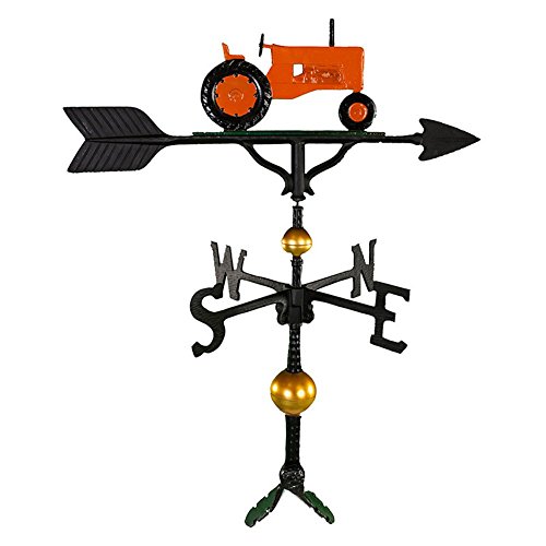 Montague Metal Products 32-inch Deluxe Weathervane With Orange Tractor Ornament