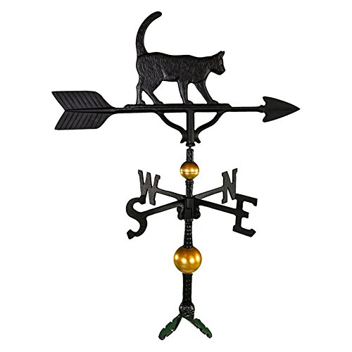 Montague Metal Products 32-inch Deluxe Weathervane With Satin Black Cat Ornament