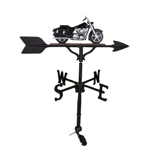 Montague Metal Products 32-inch Weathervane With Black And Chrome Motorcycle Ornament