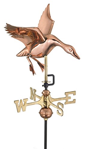 17 Handcrafted Polished Copper Landing Duck Outdoor Weathervane with Garden Pole