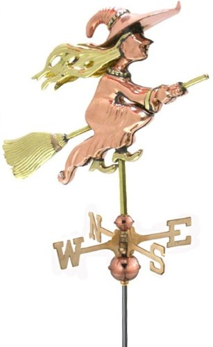 19 Handcrafted Polished Copper Good Witch Outdoor Weathervane with Roof Mount