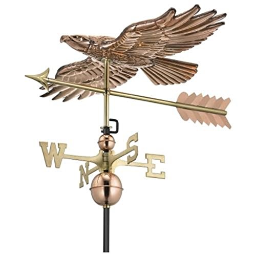 19 Polished Copper Soaring Hawk Bird Outdoor Weathervane with Arrow