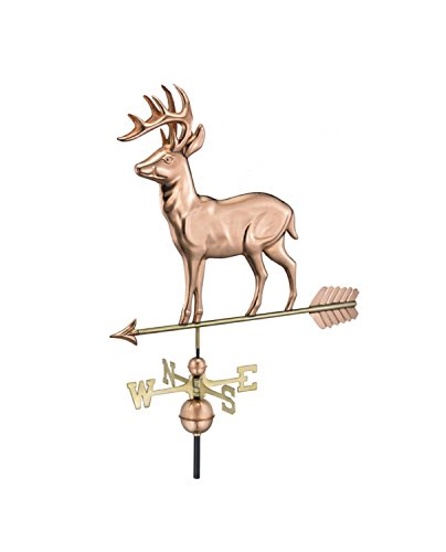 22 Polished Copper Standing Buck Deer Outdoor Weathervane with Arrow