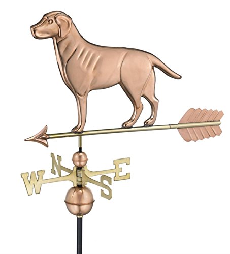 23 Polished Copper Labrador Retriever Dog Outdoor Weathervane with Arrow