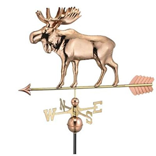 24 Polished Copper Moose Outdoor Weathervane with Arrow