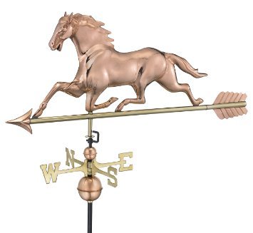 45 Polished Copper Galloping Horse Outdoor Weathervane with Arrow