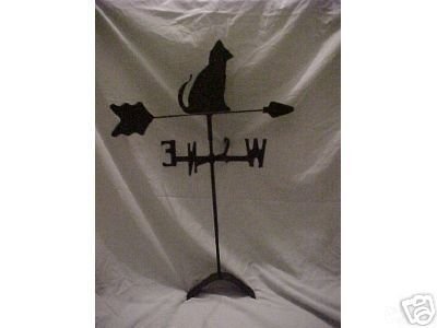 Cat Roof Mounted Weathervane Black Wrought Iron