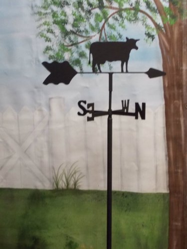 Cow Garden Style Weathervane Wrought Iron