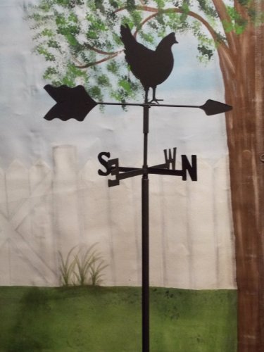 Hen Chicken Garden Style Weathervane Wrought Iron