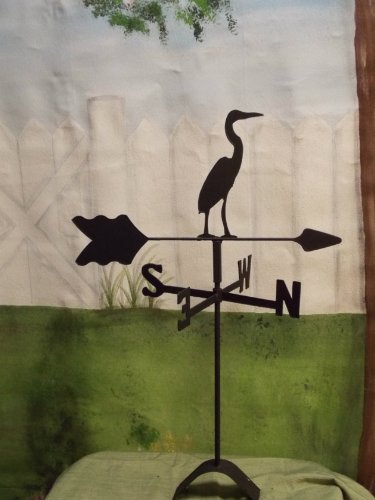 Heron Roof Mounted Weathervane Black Wrought Iron