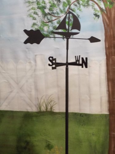 Sailboat Garden Style Weathervane Wrought Iron