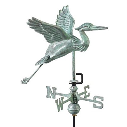 18 Handcrafted Blue Verde Robust Heron Outdoor Weathervane with Roof Mount