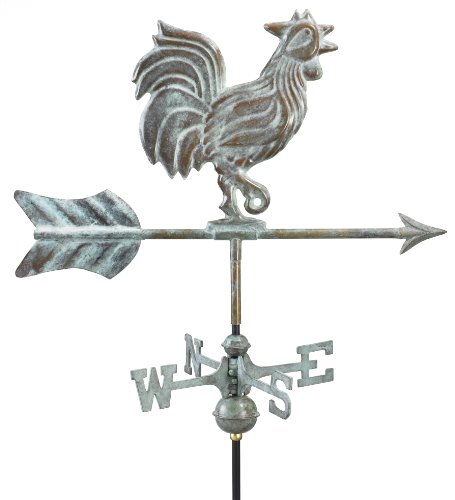 Good Directions 802v1r Rooster Cottage Weathervane Blue Verde Copper With Roof Mount