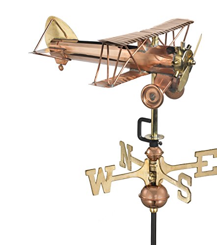 Good Directions 8812pr Biplane Cottage Weathervane Polished Copper With Roof Mount
