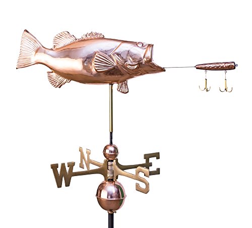East Coast Weathervanes and Cupolas Bass And Lure Weathervane Polished Copper