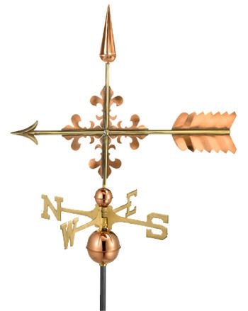 East Coast Weathervanes and Cupolas Fleur e lis Arrow Weathervane Polished Copper