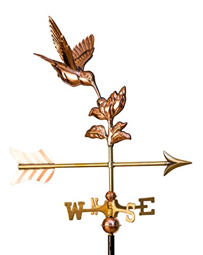 East Coast Weathervanes and Cupolas Garden Hummingbird Weathervane Polished Copper Copper WGarden Pole