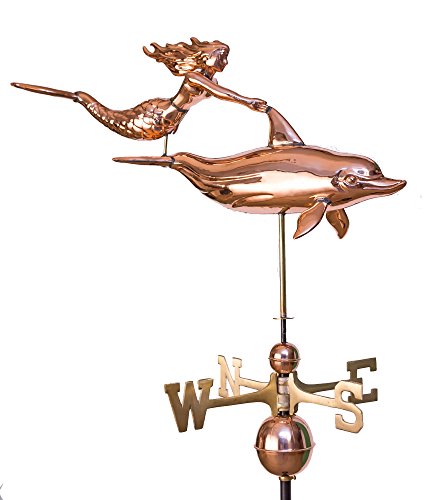 East Coast Weathervanes and Cupolas Mermaid and dolphin Weathervane Polished Copper