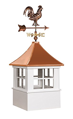 East Coast Weathervanes and Cupolas Vinyl Deerfield Cupola With Rooster Weathervane vinyl 21 in square x 49 in tall