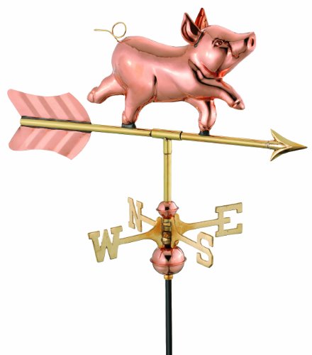 Good Directions 8800pg Whimsical Pig Garden Weathervane Polished Copper With Garden Pole