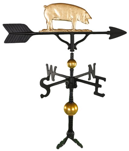 Montague Metal Products 32-inch Deluxe Weathervane With Gold Pig Ornament