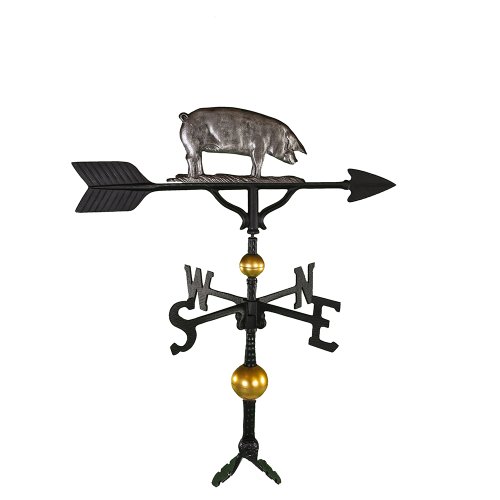Montague Metal Products 32-inch Deluxe Weathervane With Swedish Iron Pig Ornament