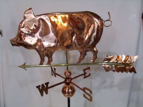 Polished Finish Copper PIG Weathervane with Free Roof Mount