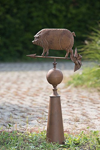 Sunjoy 110310001 Vintage Pig Weather Vane Made Of Metal With Rust Finish Brown