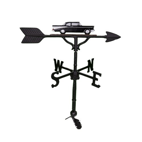 Montague Metal Products 32-Inch Weathervane with Black and White Classic Car Ornament