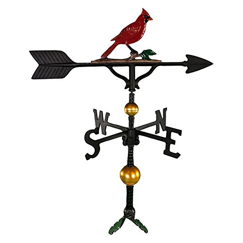 Montague Metal Products 32-inch Deluxe Weathervane With Color Cardinal Ornament