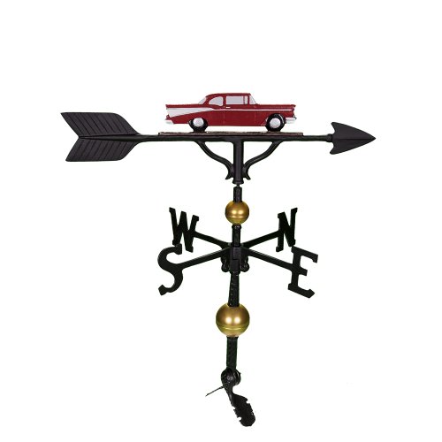 Montague Metal Products 32-inch Deluxe Weathervane With Red Classic Car Ornament