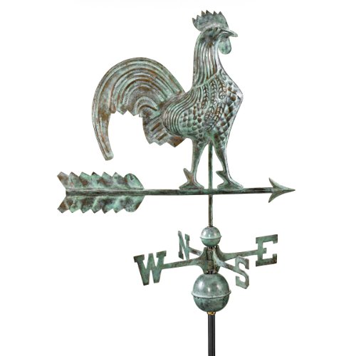 Design Toscano Strutting Rooster Full-Size Copper Weathervane Verdigris