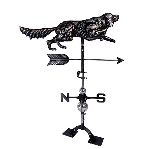 IORMAN Original Handcrafted Hunting Dog Weathervane Aged Matte Black Finish Weather Vane for Farmhouse Barn Rustic Outdoor
