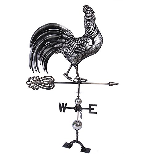 IORMAN Original Handcrafted Swagger Rooster Weathervane Aged Matte Black Finish Weather Vane for House Farmhouse Roof Outdoor Garden Matte Black Finish Swagger Rooster