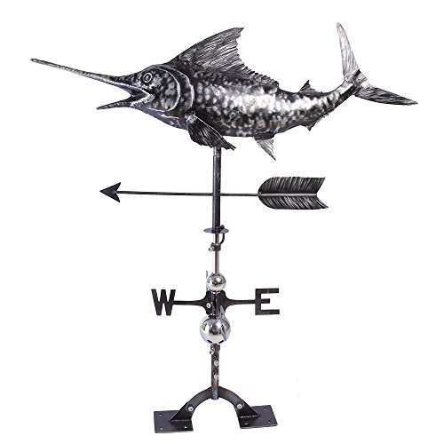 IORMAN Original Handcrafted SwordFish Weathervane Aged Matte Black Finish Weather Vane for Farmhouse Barn Rustic Outdoor Matte Black Finish Sword Fish