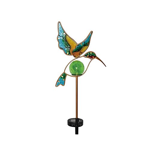 Moonrays 91444 Solar Powered Garden Glass Hummingbird Stake Led Light Metalamp Glass