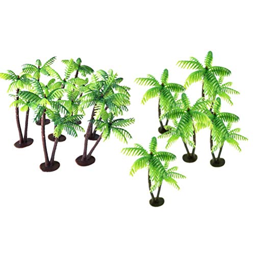 Vosarea 12Pcs Model Tree Plastic Coconut Palm Tree Miniature Bonsai Craft Micro Landscape DIY Decor